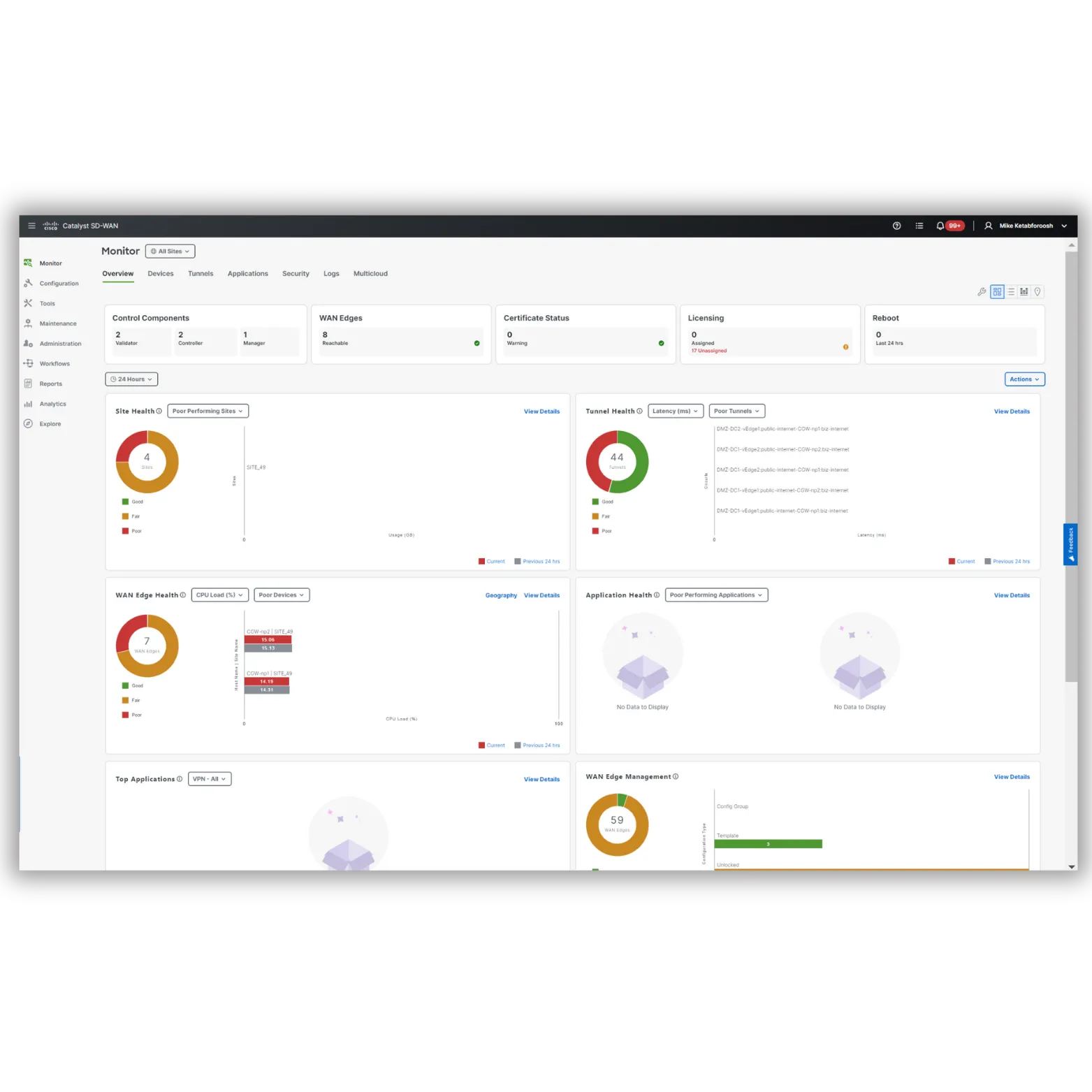 Enterprise software management interface